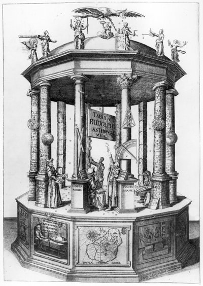 Frontispice des Tables Rudolphines compilées par Johannes Kepler, publié en 1627 - German School
