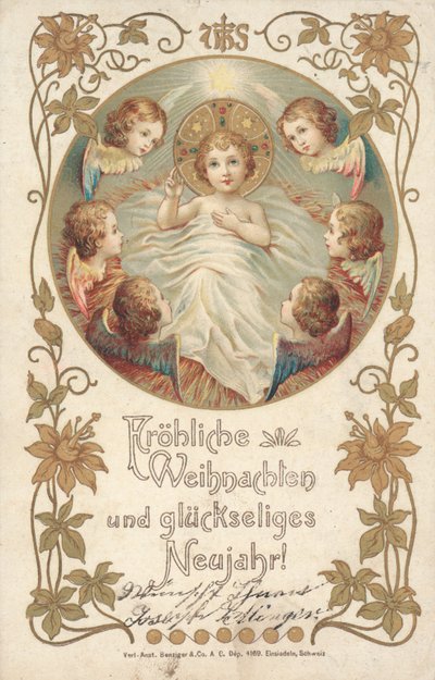 Carte de Noël allemande (lithographie en couleur) - German School