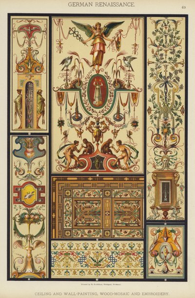 Renaissance allemande, peinture de plafond et murale, mosaïque de bois et broderie - German School