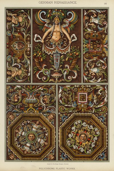 Renaissance allemande, œuvres plastiques polychromes (lithographie en couleur) - German School