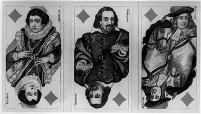 Cartes à jouer allemandes représentant Elisabeth, Shakespeare et Marlborough - German School