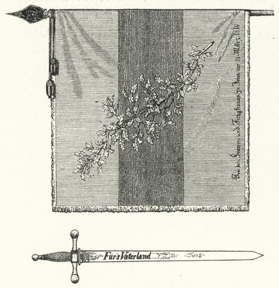 Drapeau et épée de la fraternité étudiante allemande - German School