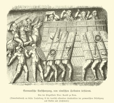 Fortification germanique attaquée par des soldats romains - German School