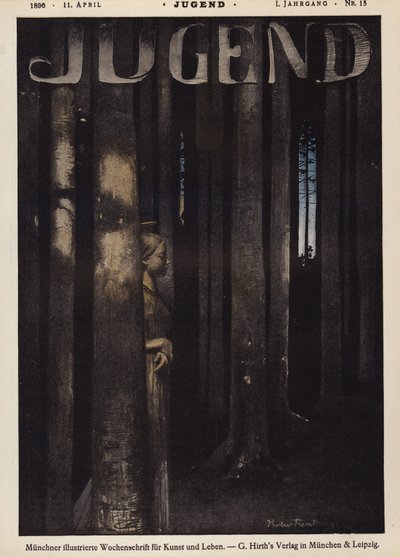Fille marchant dans une forêt la nuit - German School