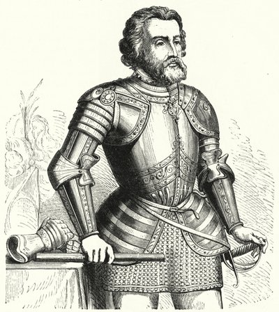 Hernan Cortes, conquistador espagnol - German School