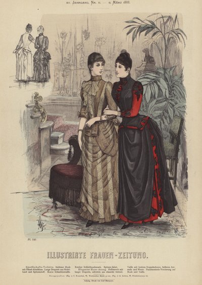 Illustration pour Illustrirte Frauen-Zeitung (lithographie en couleur) - German School