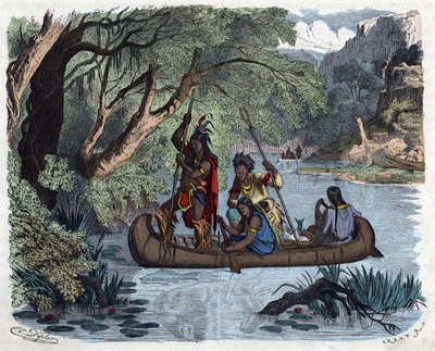 Indiens pêchant à bord d