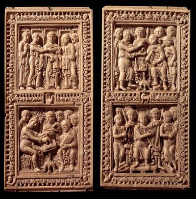 Reliures en ivoire du psautier de Dagulf : David, Saint Jérôme - German School