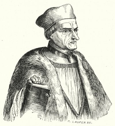 Johann Geiler von Kaisersberg, prêtre et théologien suisse (gravure) - German School
