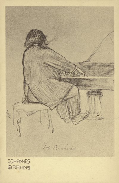 Johannes Brahms jouant du piano - German School