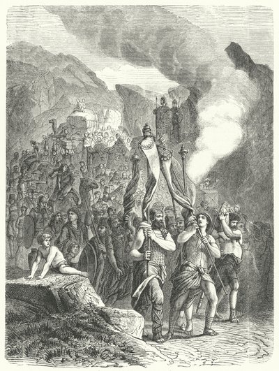 Josué menant les Israélites en Terre Promise (gravure) - German School