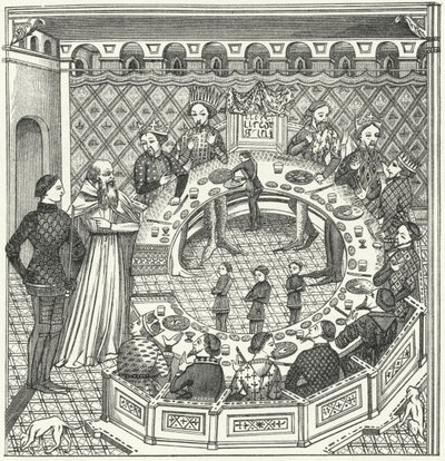 Le roi Arthur et la Table ronde (gravure) - German School