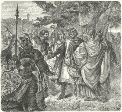 Le roi Jean acceptant la Magna Carta, Runnymede - German School