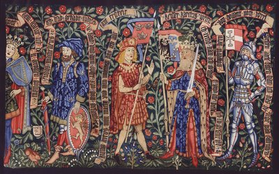 Rois, nobles et chevaliers, tapisserie, Bâle, vers 1490 (lithographie en couleurs) - German School