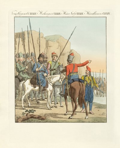Cavalerie irrégulière légère russe (gravure en couleur) - German School