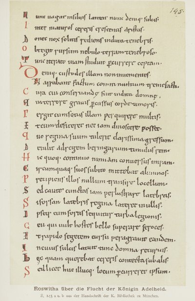 Manuscrit écrit par Hrotswitha de Gandersheim décrivant l