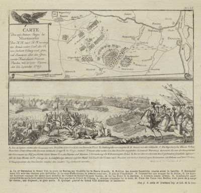 Carte et illustration montrant la bataille de Rymnik - German School