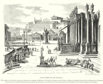 Place du marché de Sparte, Grèce antique - German School