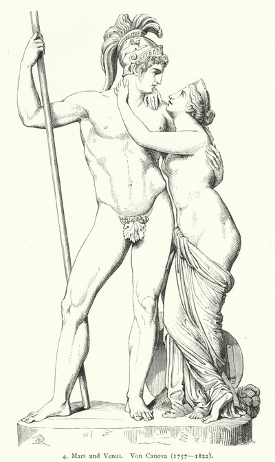 Mars et Vénus, sculpture en marbre par le sculpteur néoclassique italien Antonio Canova - German School