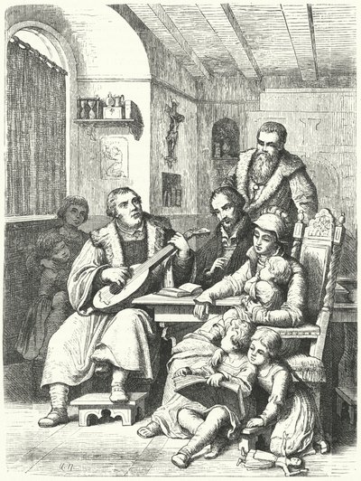 Martin Luther chez lui avec sa famille - German School