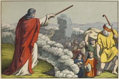 Moïse divisant les eaux de la mer Rouge, illustration de L