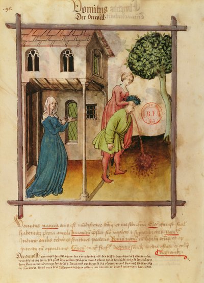 Ms Lat 9333 fol.96v Homme vomissant, du Tacuinum Sanitatis - German School