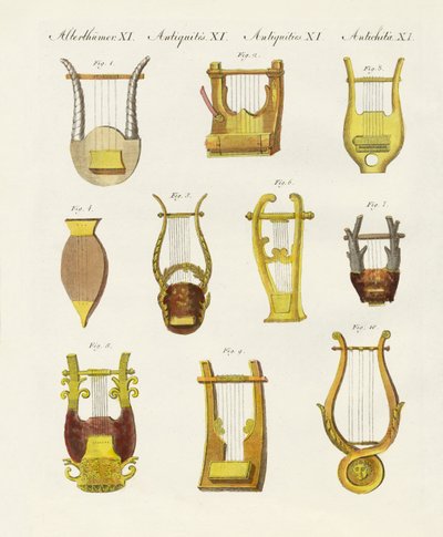 Instruments de musique des anciens -- lyres et cithares - German School