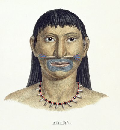 Homme natif de la tribu Arara avec peinture faciale bleue, de l