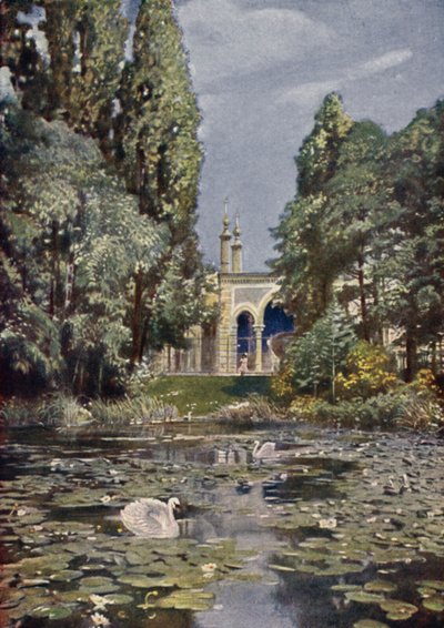 Partie du lac des Quatre-Cantons et maison des antilopes, Jardin zoologique de Berlin, Allemagne - German School