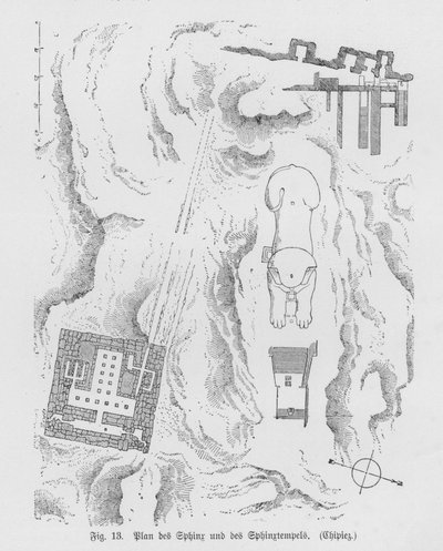 Plan du Sphinx et du Temple du Sphinx, Gizeh, Égypte - German School