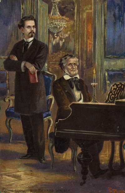 Portrait du roi Louis II et de Richard Wagner - German School
