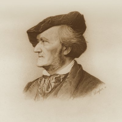 Portrait de Richard Wagner (1813-83) compositeur allemand, gravé par Robert Reyher (1838-77) - German School