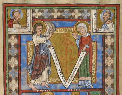 Fragment de psautier "Psautier de Henri le Lion", f.7v, détail avec Annonciation, vers 1168-89 - German School