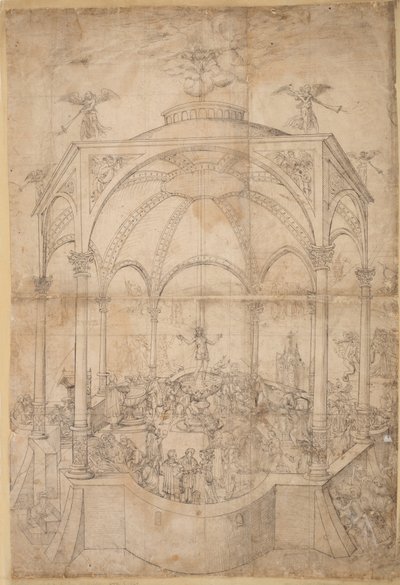 Allégorie religieuse avec les sept sacrements et les sept péchés capitaux - German School