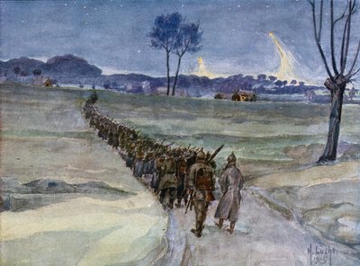 Renforts arrivant pour les tranchées, Ypres - German School