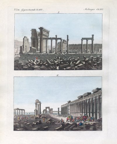 Ruines de Palmyre (gravure en couleur) - German School