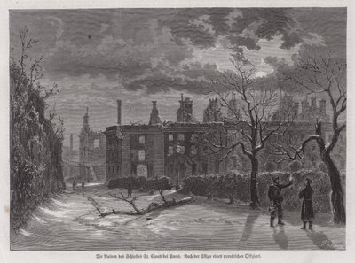 Ruines du Château de Saint-Cloud, Paris, détruit par les bombardements prussiens en 1870 pendant la Guerre franco-prussienne - German School