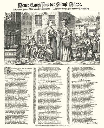 Poème satirique sur les vices des domestiques - German School