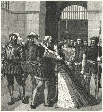 Sir Thomas More disant adieu à sa fille avant son exécution - German School