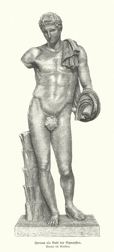 Statue du dieu grec antique Hermès en tant que dieu des gymnastes - German School