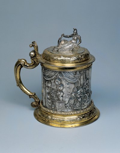 Chope, le corps ciselé avec une scène représentant Alexandre et la légende du nœud gordien, Danzig, vers 1680 - German School