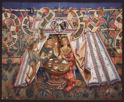 Tapisserie représentant Nikolaus Meyer zum Pfeil et Barbara zum Lufft, c.1495 (litho couleur) - German School