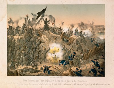 La bataille de Dybboel dans la deuxième guerre du Schleswig, le 18 avril 1864, publiée par Verlag A. Felgner, Berlin, 1864 - German School
