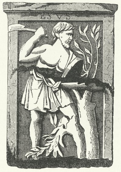 Le dieu gaulois Esus (gravure) - German School