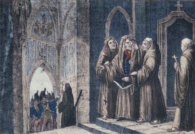 Les moines couvrant le roi d
