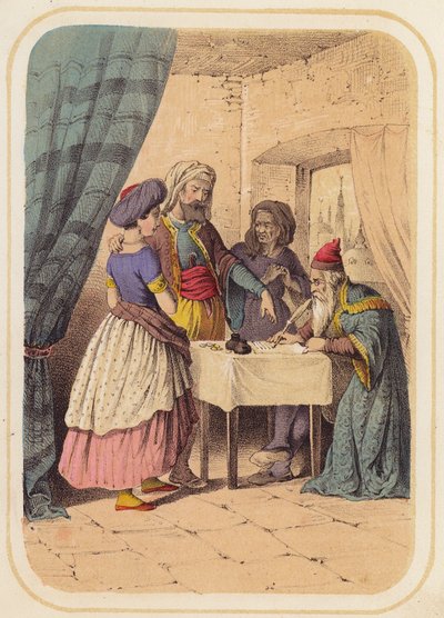 Le bandit, Albondokani, dans une scène des Mille et Une Nuits - German School