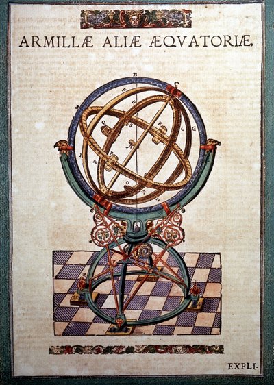 La sphère armillaire équatoriale dans « Astronomiae instituatae machanicia » par Tycho Brahe (1546 - 1601), Wandsbeck - German School