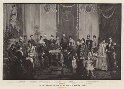 Le défunt empereur Guillaume et sa famille, une scène commémorative (gravure) - German School