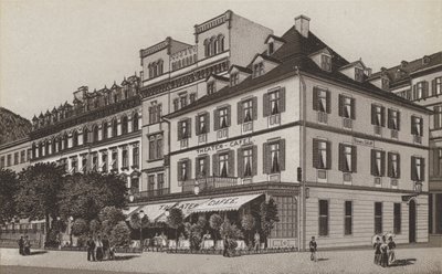 Café du théâtre, Goldner Schild (lithographie) - German School