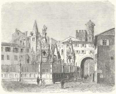 Tombeaux des Scaligeri, dirigeants médiévaux de Vérone (gravure) - German School